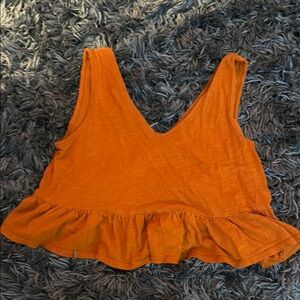 Vibrant Orange Ruffled Crop Tank Top